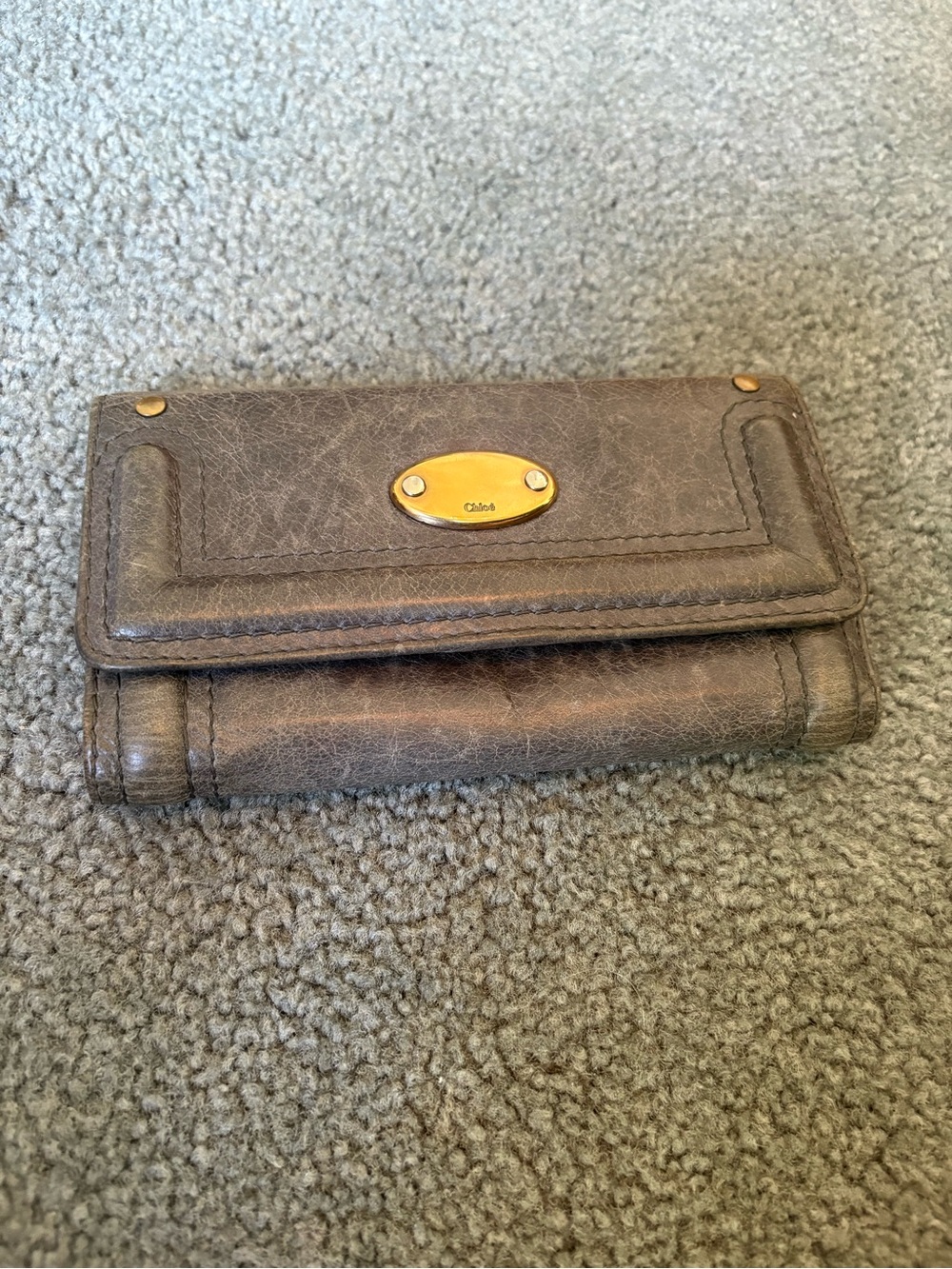 Chloé Leather Wallet with Gold Plaque